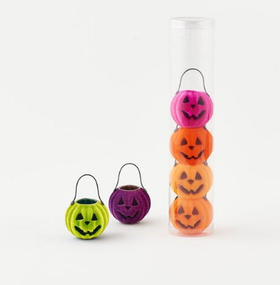 Flocked Mini Pumpkin Basket: Set of Six