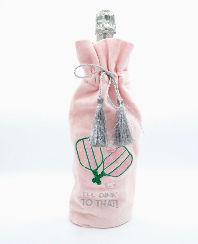 Pickleball Pink Velvet Wine Bag