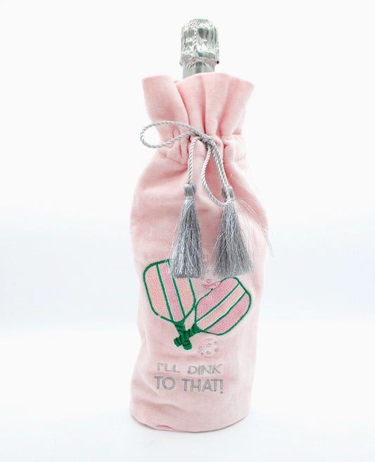 Pickleball Pink Velvet Wine Bag