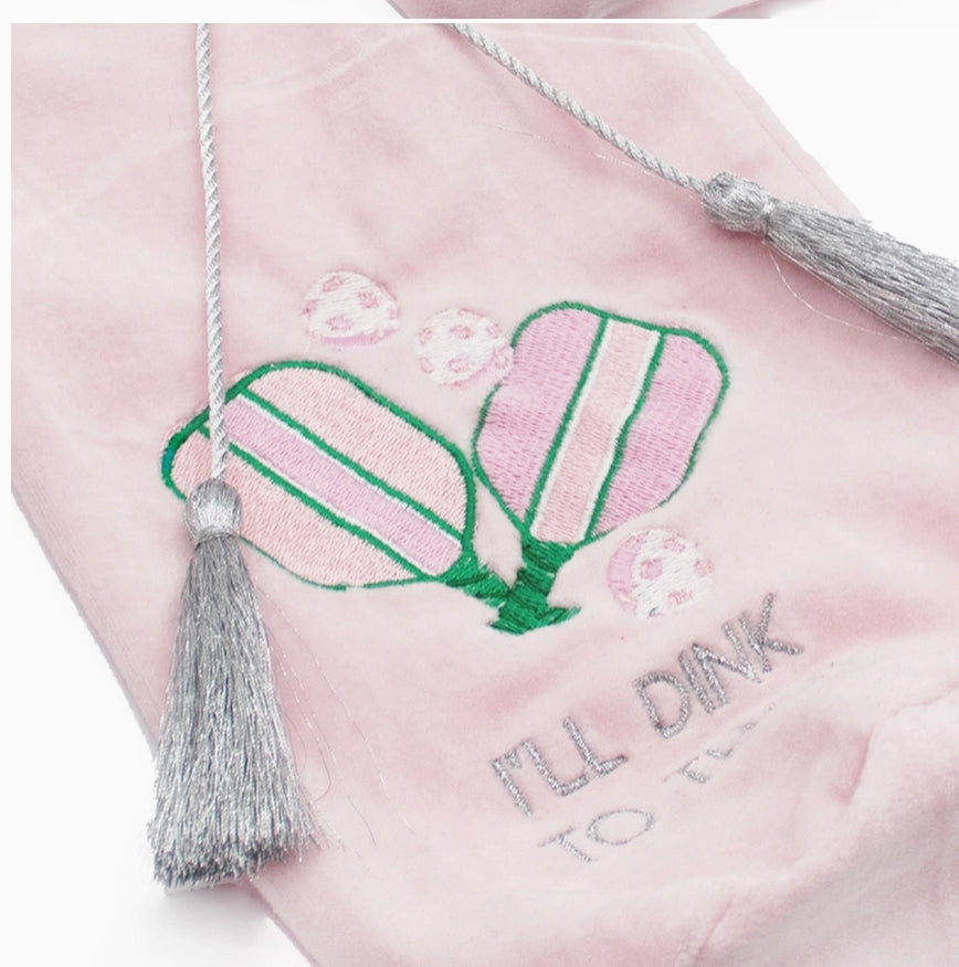 Pickleball Pink Velvet Wine Bag