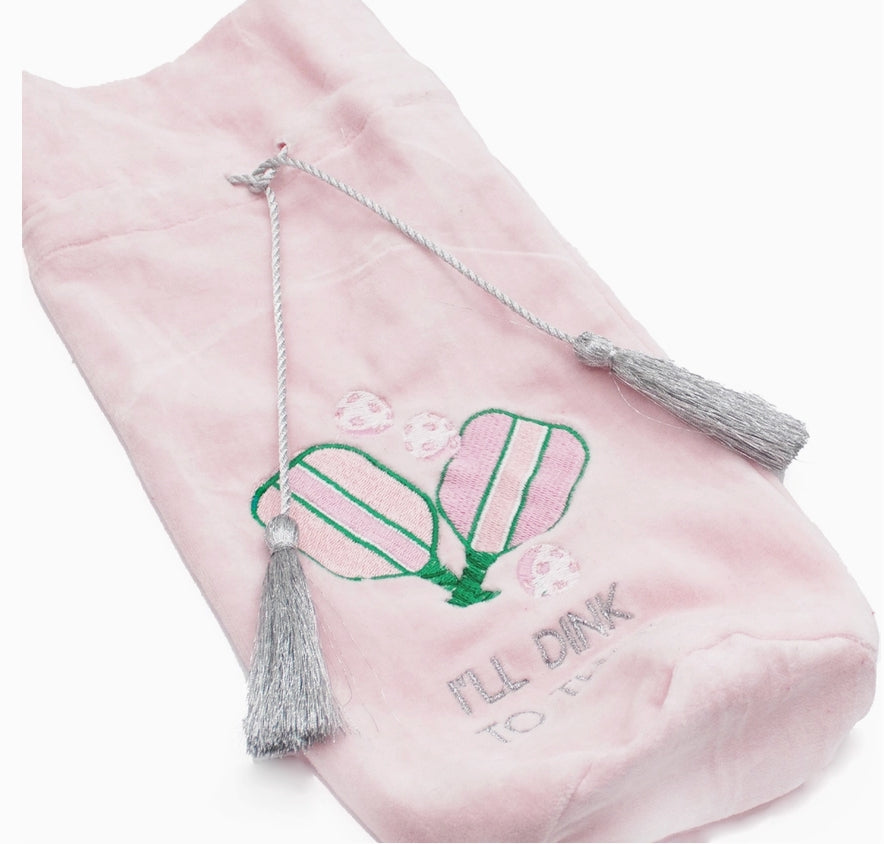 Pickleball Pink Velvet Wine Bag