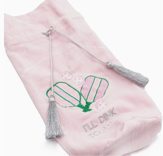 Pickleball Pink Velvet Wine Bag
