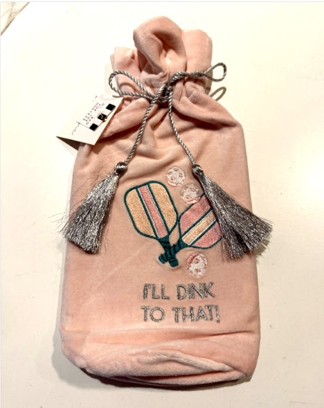 Pickleball Pink Velvet Wine Bag