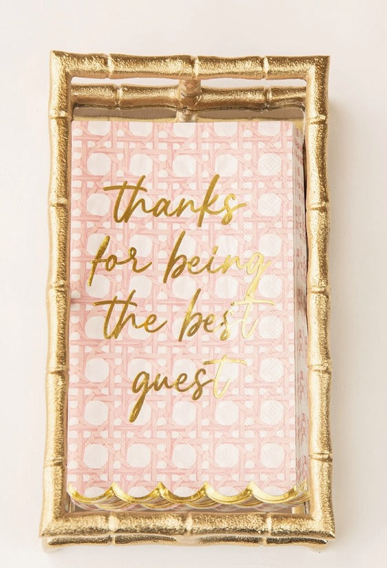Pink Cane Paper Guest Towel Pack: "Thanks For Being The Best Guest"