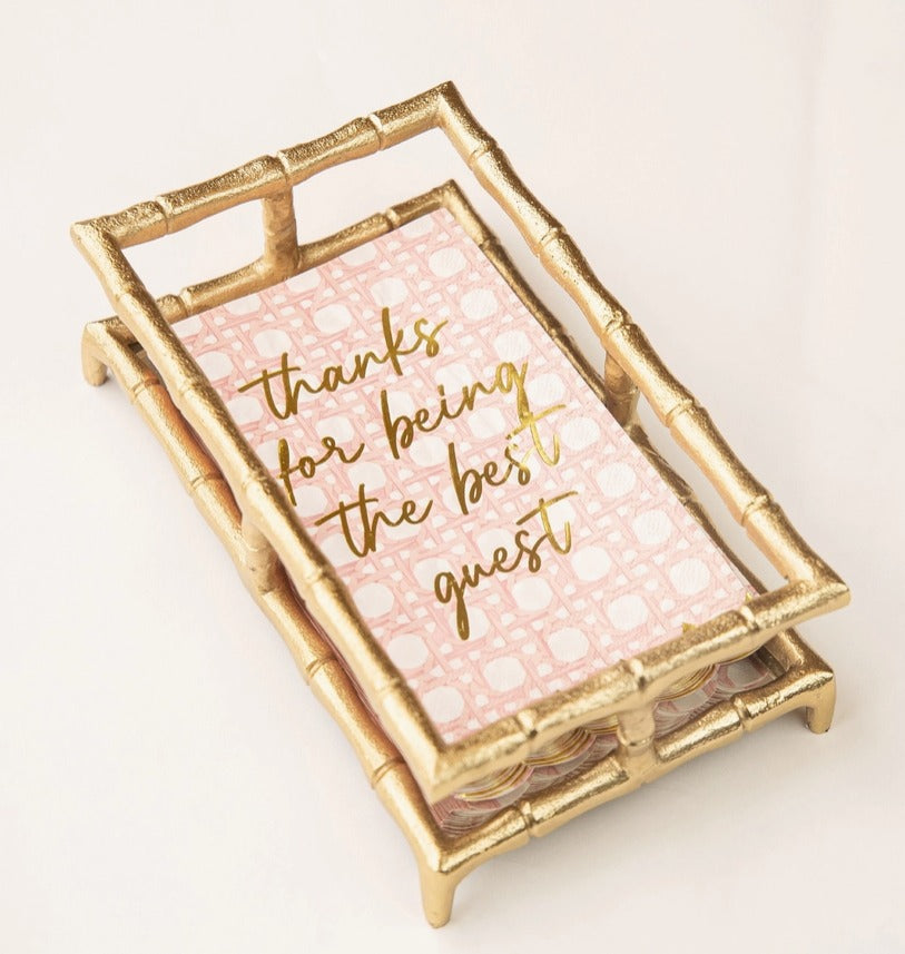 Pink Cane Paper Guest Towel Pack: "Thanks For Being The Best Guest"