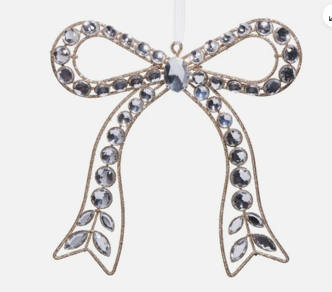 Clear Jeweled Bow Ornament