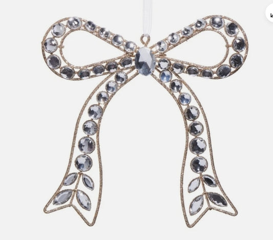 Clear Jeweled Bow Ornament