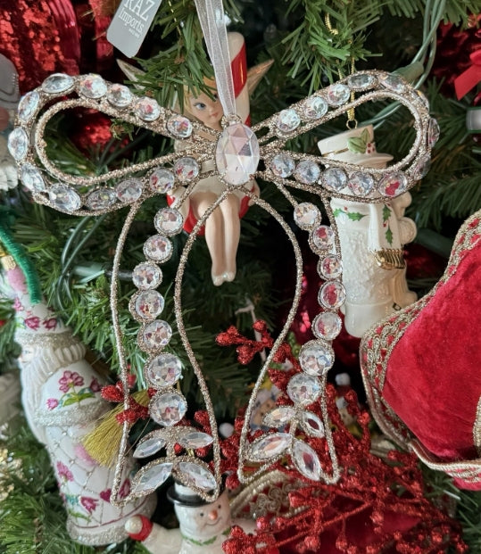 Clear Jeweled Bow Ornament