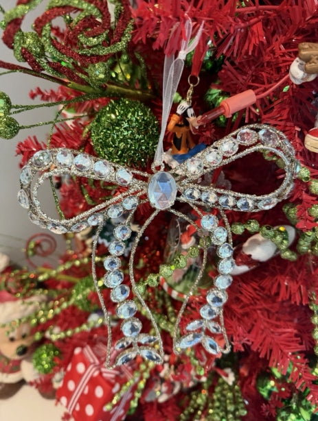 Clear Jeweled Bow Ornament