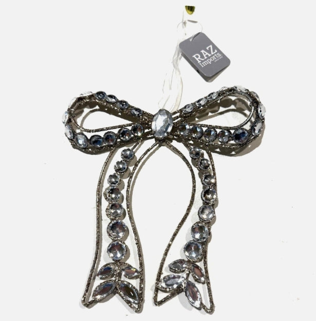 Clear Jeweled Bow Ornament