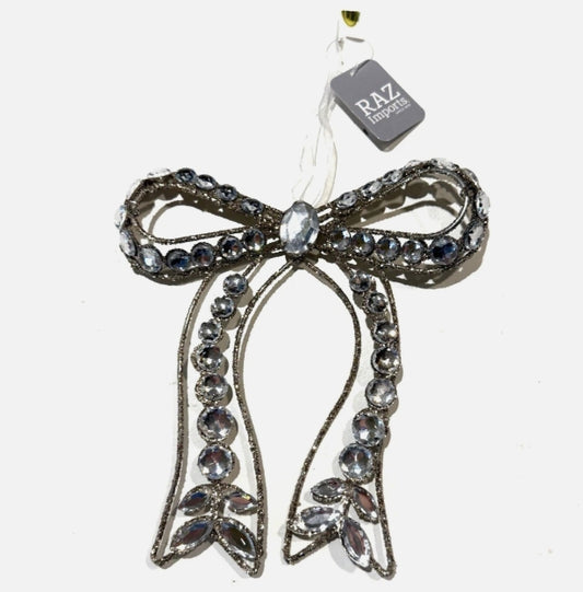 Clear Jeweled Bow Ornament