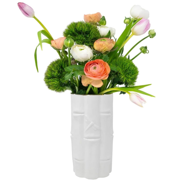 Lilly Pulitzer Large Bamboo Vase in Coconut and Hydrangea Blue