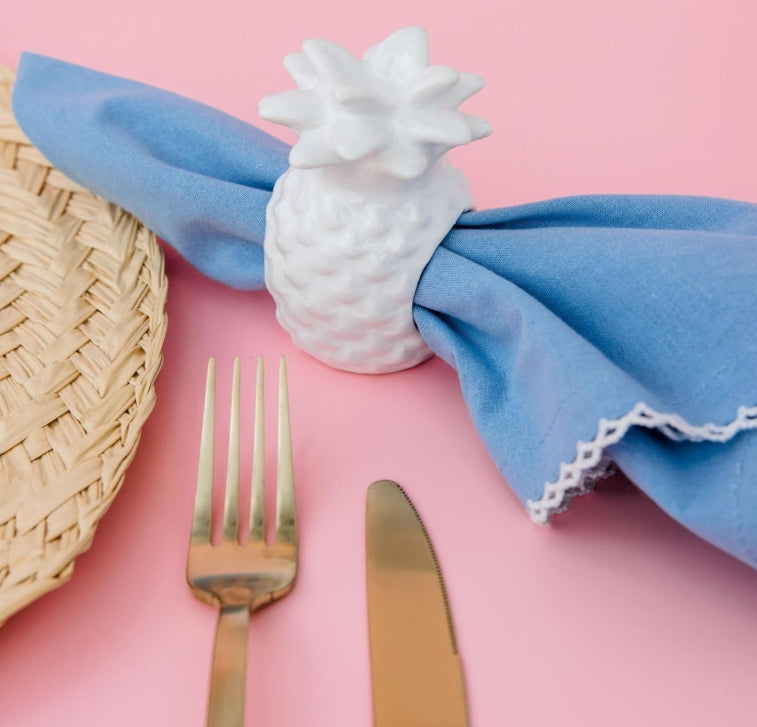 Lilly Pulitzer Ceramic Pineapple Napkin Rings: Set of Two