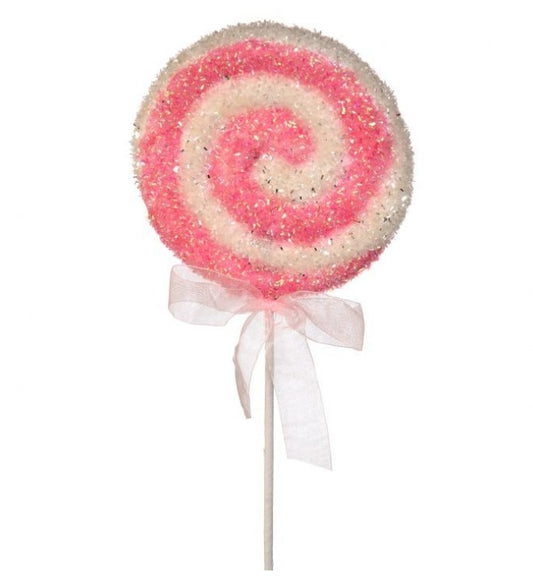 22” Sparkle Candy Swirl Disc with Bow Lollipop Ornaments: Set of Three