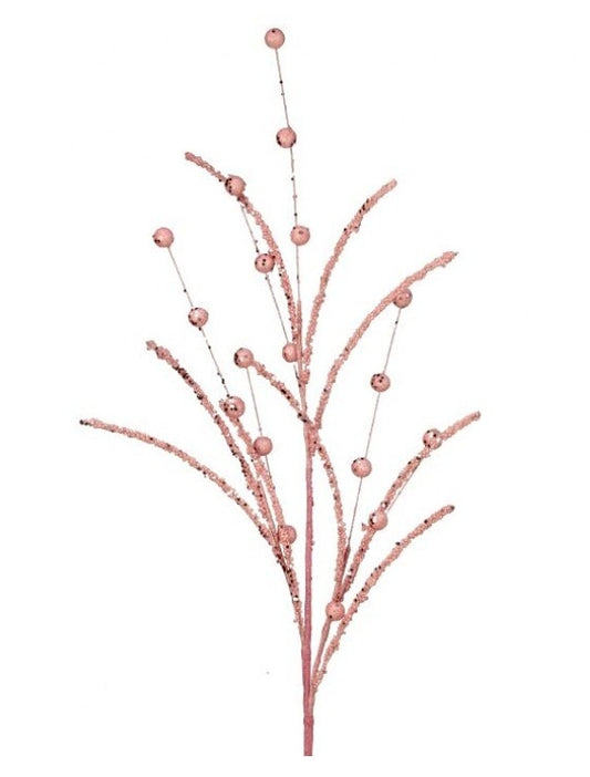 Blush Pink 35" Glitter And Sequins Ball Stem Spray Decorations