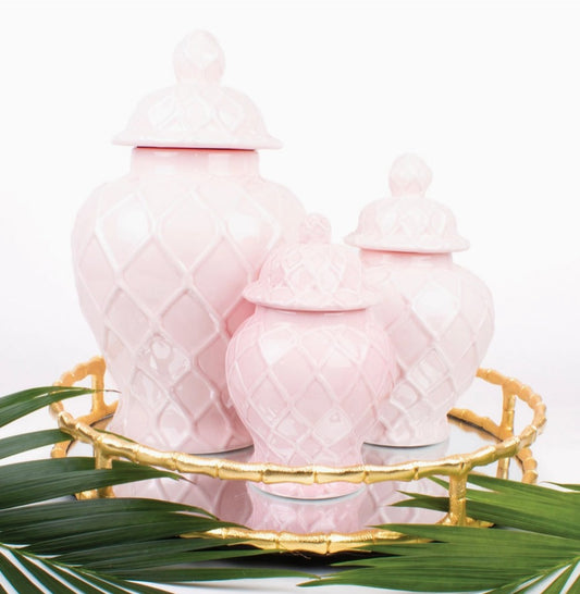 Pink Textured Ginger Jars: Mult. Sizes Available