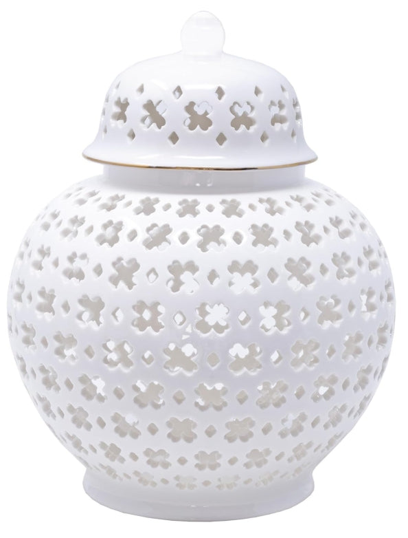 Lilly Pulitzer Ceramic White Lattice Ginger Jar