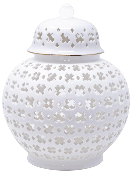 Lilly Pulitzer Ceramic White Lattice Ginger Jar