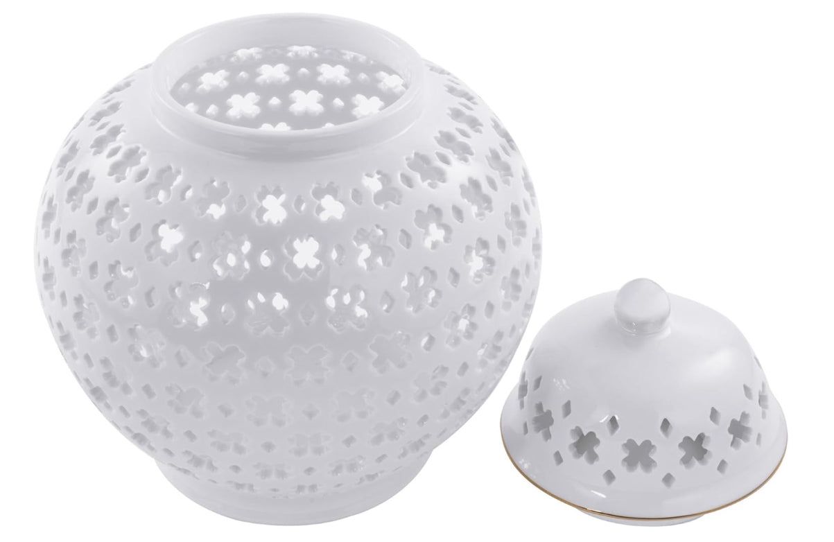 Lilly Pulitzer Ceramic White Lattice Ginger Jar