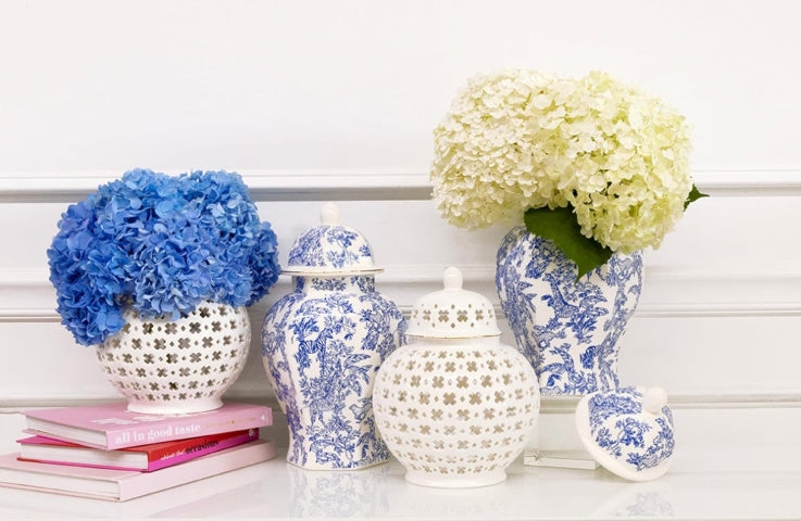 Lilly Pulitzer Ceramic White Lattice Ginger Jar