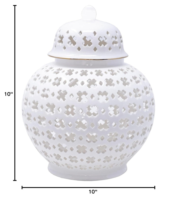 Lilly Pulitzer Ceramic White Lattice Ginger Jar