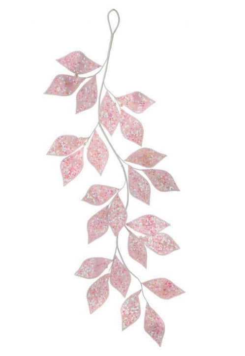 48" GLITTER/SEQUINS BEAD EDGE LEAF GARLAND: Set of Two