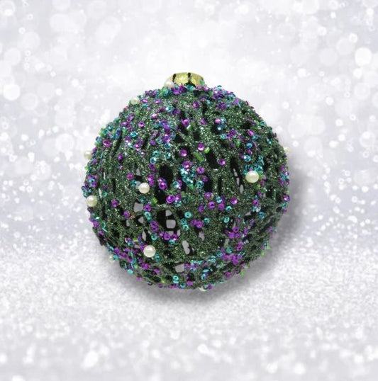 Pearl, Sequin & Glitter Ball Ornaments: Set of Three
