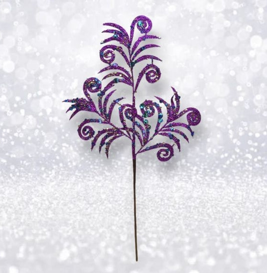30" Purple Glitter & Sequin Swirl Pick: Set of Two