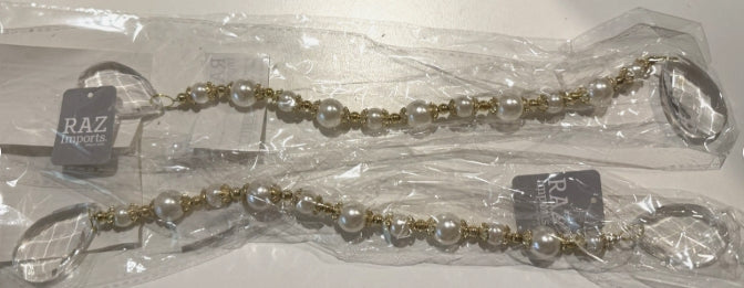 15" Crystal and Bead Drape Ornament: Set of Six