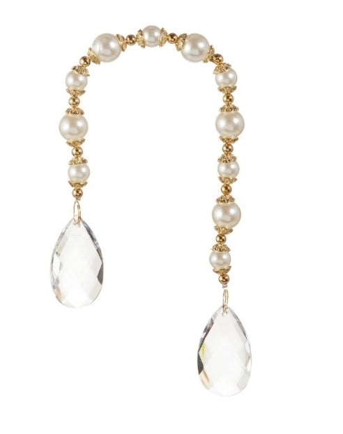 15" Crystal and Bead Drape Ornament: Set of Six