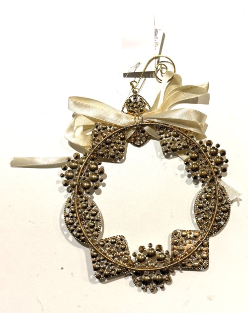 6" Pearl Brooch Wreath Ornament