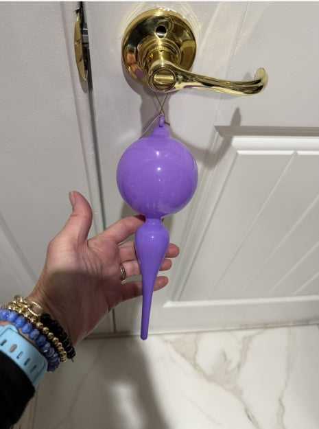 8" Bright Purple Finial Ornament: Set of Two