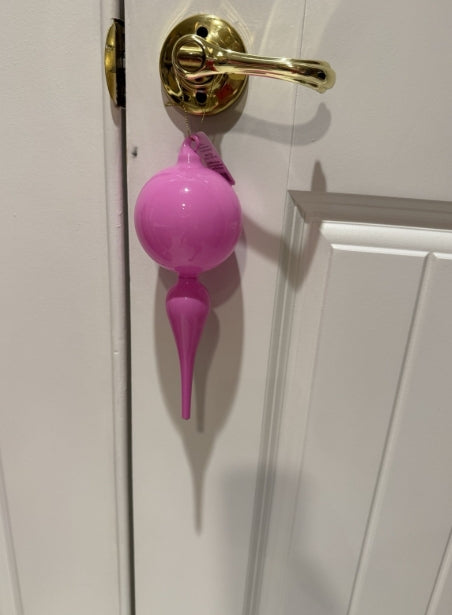 8" Bright Pink Finial Ornament: Set of Two