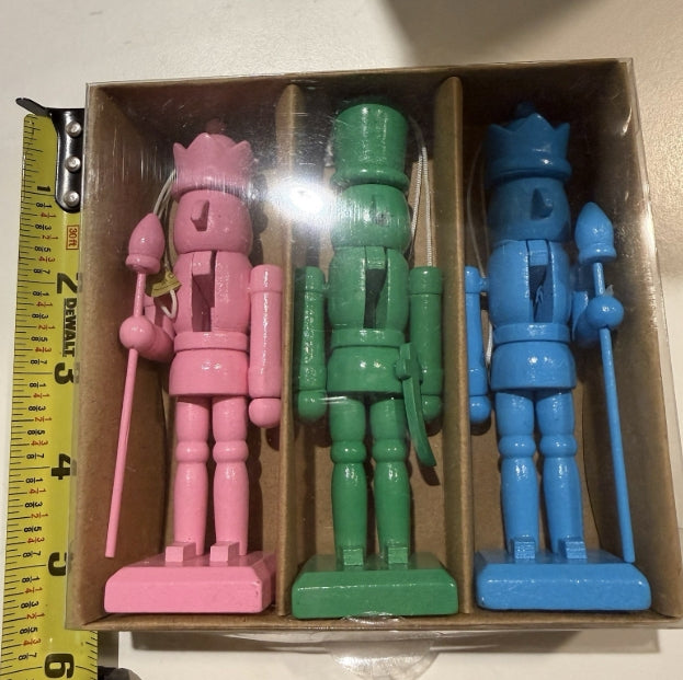 5" Colorful Nutcracker Ornaments: Set of Three