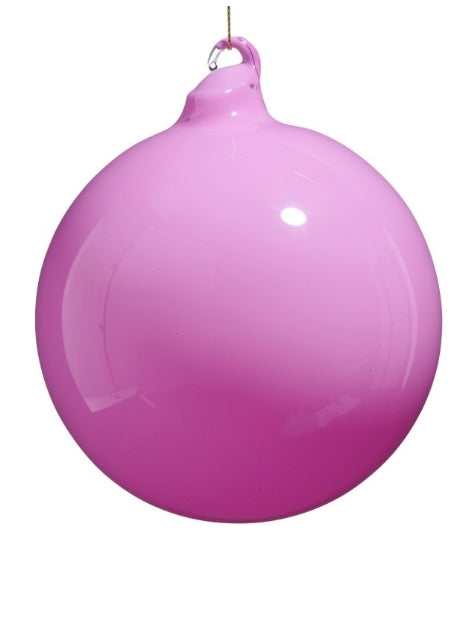 5" Pink Opaque Blown Glass Ball Ornament: Set of Two