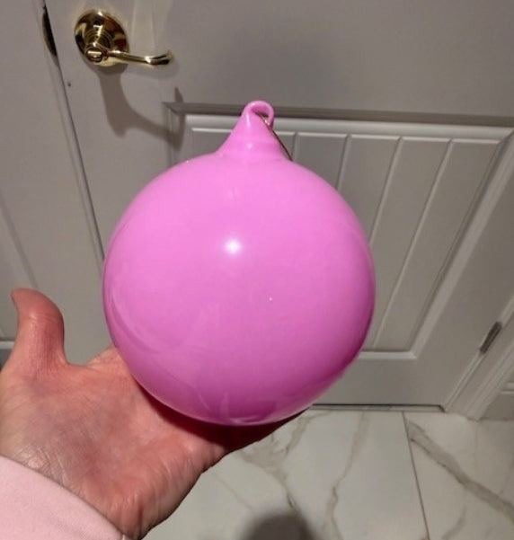 5" Pink Opaque Blown Glass Ball Ornament: Set of Two