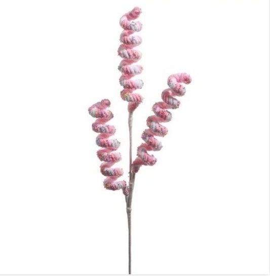 29.5" Pink and White Sprinkled Candy Twirl Christmas Tree Spray: Set of Two