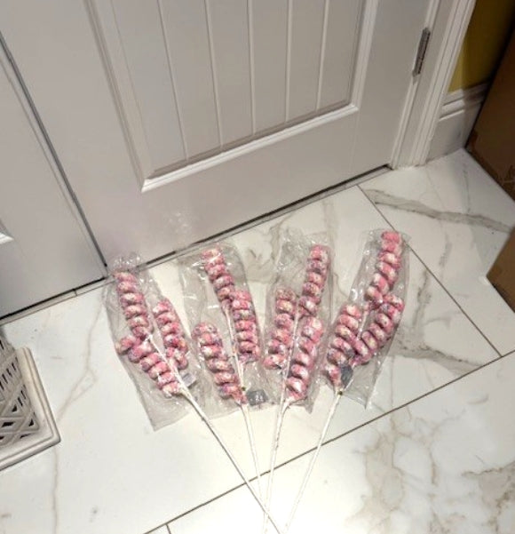 29.5" Pink and White Sprinkled Candy Twirl Christmas Tree Spray: Set of Two