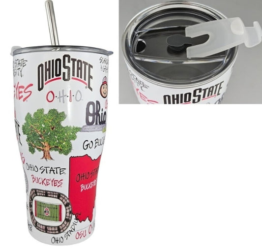 Ohio State 30oz Stainless Steel 3D Icon Travel Tumbler