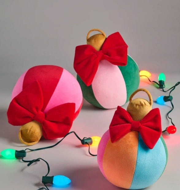 Assorted Set of Three Festive Bauble Pillows