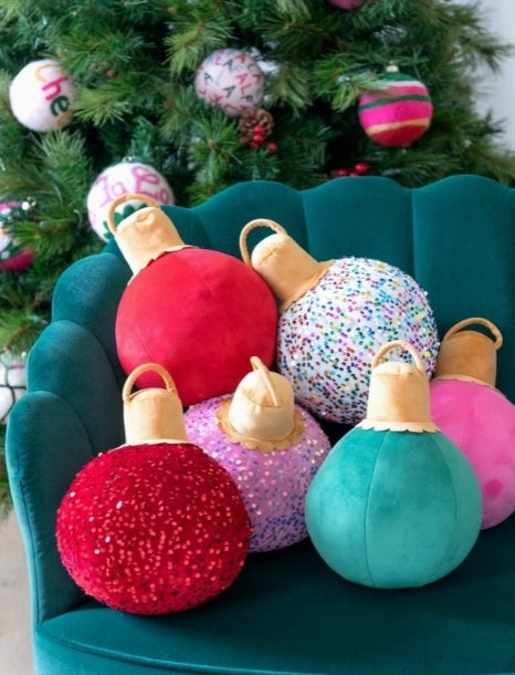 Assorted Set of Six Festive Bauble Pillows