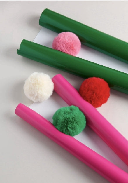 Assorted Faux Fur Pom Ornaments: Set of Four
