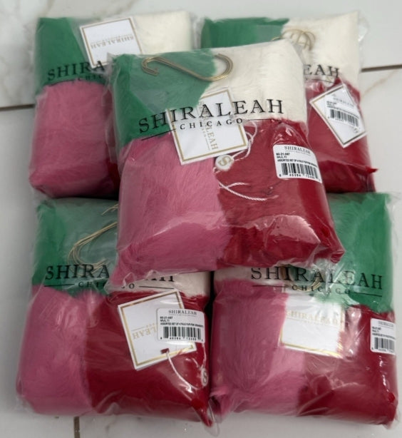 Assorted Faux Fur Pom Ornaments: Set of Four