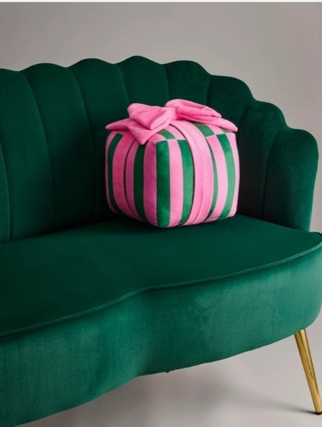 Pink & Green Stripe Gift Box Medium Pillow