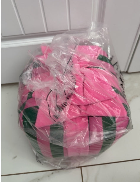 Pink & Green Stripe Gift Box Medium Pillow