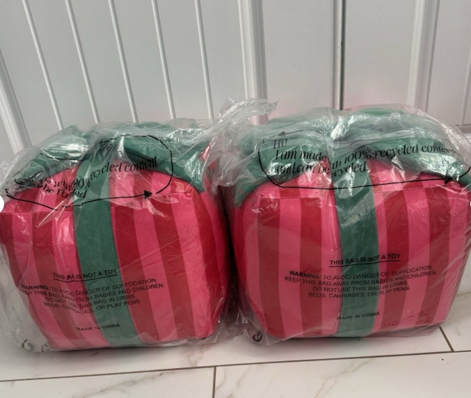 Pink & Red Stripe Gift Box Large Pillow