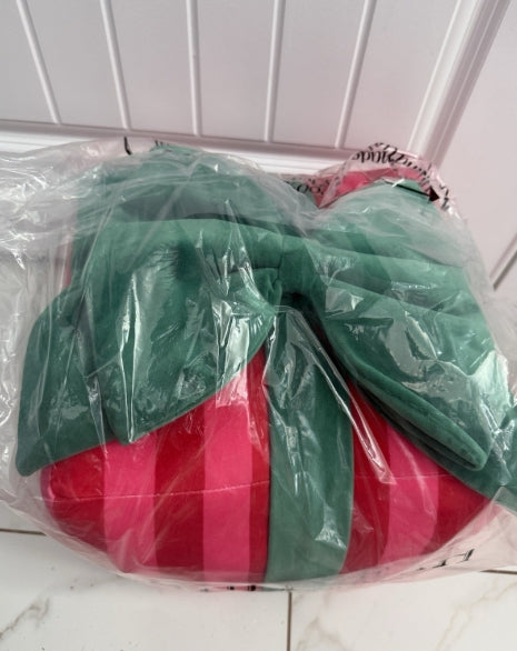 Pink & Red Stripe Gift Box Large Pillow