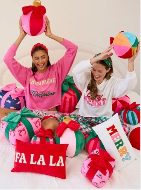 Festive Pink & Red Bauble Medium Pillow