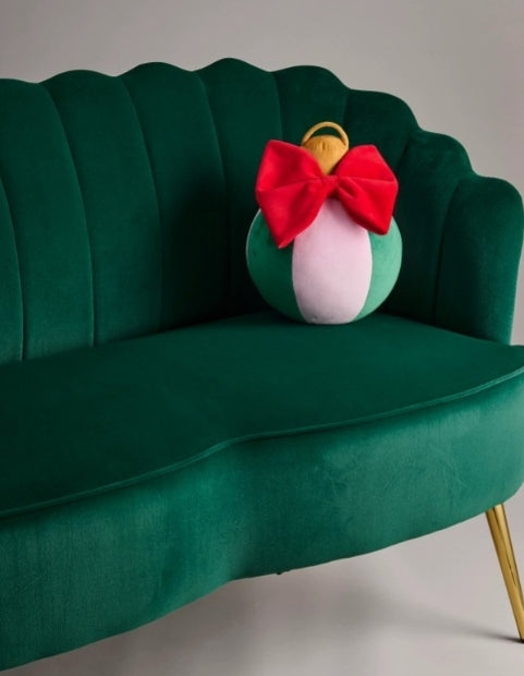 Festive Pink & Green Bauble Medium Pillow