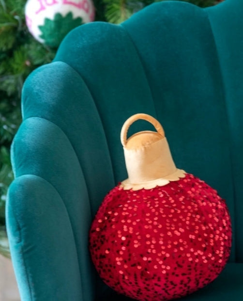 Merry Bauble Red Sequin Small Pillow